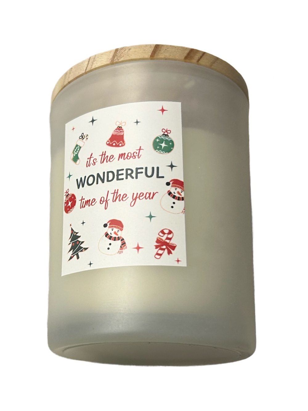 Holiday 'It's the Most Wonderful Time of the Year' Frosted Glass Candle